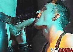 Dungeon master dominated weighted slave with rough pounding