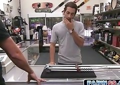 Straight dude moans as he gets fucked in pawn shop
