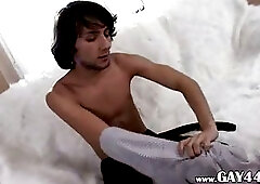 Huge pink dildo in his tight bottom