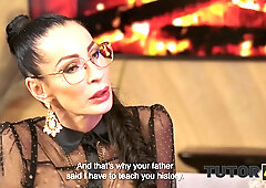 TUTOR4K: Hot MILF with long hair and clip piercing orders her young students to fuck her in HD