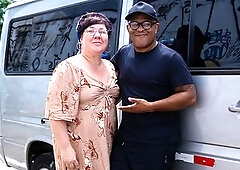 big beautiful woman aged sucking a large ebony cock absolutely and gets unfathomable booty fisted during a wild van drive