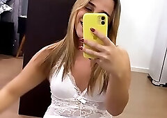 Licking Her Cum From the Mirror