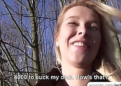 Blonde Nikky Dream fucks a horny dude with a camera for cash