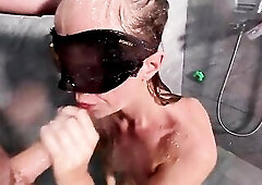 Surprise Shower Bang with My Lustful Wife - Real Amateur Pair, Soapy Oral-sex, Titty Bang & Cum on Melons