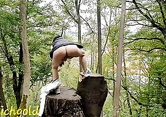I void urine at the lake and in the forest. I'll show u my large booty. ohh no i need to pee urgently!! look at my little lustful urinate cunt.