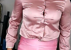 Crossdresser with a hard cock in a skirt