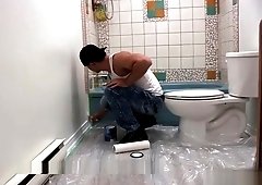 Muscled dude riding some fat black dick like a pro