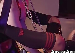 Attractive Dee Dungeon took a sling and received a hardcore anal fisting by cutie Axel Abyss