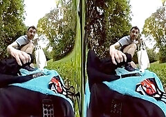 Twinkyhornyboi gets wild with big gay dildos in the woods