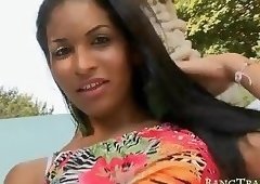 Stunning shemale analyzed in the garden