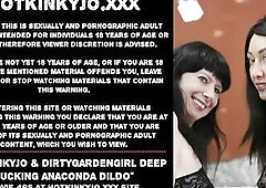 Hotkinkyjo & Dirtygardengirl unfathomable screwing anaconda sex tool