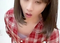 Asian cums in stockings