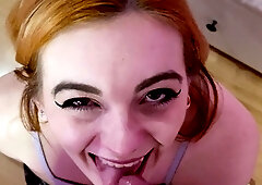 Amateur hands free close up blowjob