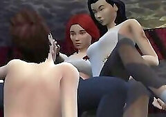 2 futas on male in the gym