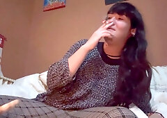 I tease my buddy at his place to pound me while I enjoy a smoke.