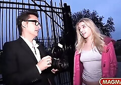 Lewd blond teen is looking for additional money and strikes fortunate for a casting. This babe enjoys it so much that that babe opens her throat and w
