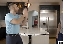 Beautiful TS golden-haired, Tori Easton, flaunts her consummate butt Infront of Joel Somebody. That Guy is mesmerized by her consummate booty and cann