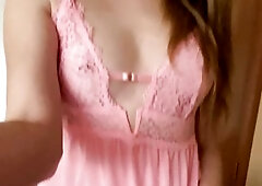 Gorgeous angel squeezes her breasts.