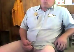 Security Guard Jerks Off & Cums at Work