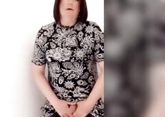 Nicki-Crossdresser - in Summer-Suit & Nylons wanking her Rod - Close Up - Crossdresser - Transvestit