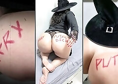 Mature mom Slut Wife Karina in a sexy Halloween costume