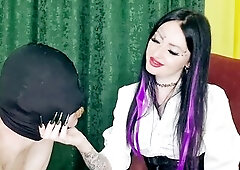 Spitting and slapping from strict Femdom-goddess Nika. Face slaps and spitting.