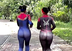 Captain Marvel and Spider-Woman Cosplay