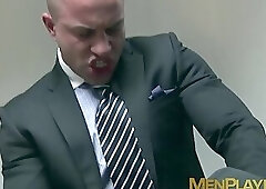 Getting this ass destroyed by two dicks on my office desk