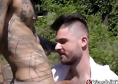 Wild Japanese Yoshi Kawasaki pissing on cute gay and banging