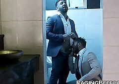 Mateo Zagal tongues and pounds Milo Madera bareback in the bathroom