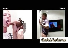 Naughty babe tricks straight guy into glory hole