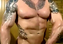 Jerk cock in the shower.