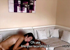 Slutty girl rides stranger's rod in front of crushed cuckold