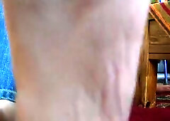 My smelly perspired feet out of my sneakers...Take Up With The Tongue 'em clean!