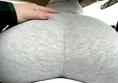 Riding and Grinding Shy Stepbro in Constricted Leggings untill Cum
