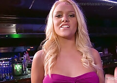 Mischa Brooks and Alexis Monroe get wild with a stranger in a neon-lit pub