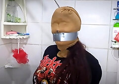 Bound Gagged & Struggling in Bathroom – Helpless Restraints Play