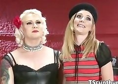 Stockinged TS pussyfucking pretty babe