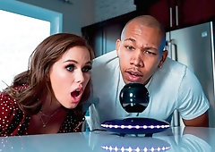 Big-boobed model in black boots Megan Rain fucked by a big black cock