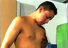 Chocolate colour stud sucks young dude's hard tool before banging