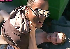 Hairycock Ebony stud fucked outdoor by IR stud for money