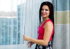 Glorious babe stroke vagina with dildo until orgasm