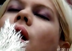 Chap pushes phone in her ass