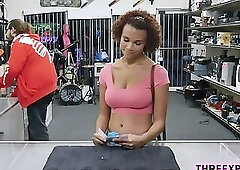 Natural big tits babe bangs pawn owner