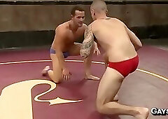Cam Christou Battles Luke Adams On The Purple Mat Then Fucks The Loser Bare
