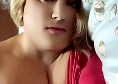 Magnificent Trans COUGAR relieves after bathroom and in couch in robes