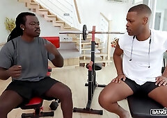 Miss Sally Cant Control Herself & Starts Touching Not One, But Two Huge Dicks In The Gym