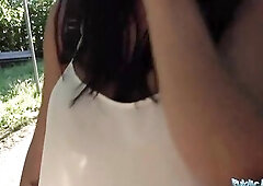 Public Agent Chloe Lamour gets her large melons jizzed on for money