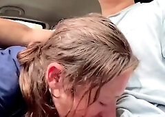 Street cockslut gives head while driving, this girl knows how to work my shaft