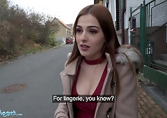 Public Agent Sexy Italian Redhead Mini Vamp Rides Large Wang in a Basement